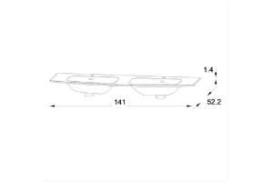 EB1883RU-00 Nona раковина из гелькоата,  глянцевый белый, 140 см, 2 раковины - 2