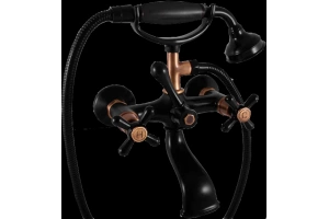 Смеситель для ванны с душем Rav Slezak Morava retro черный матовый - бронза