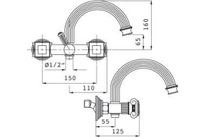 Смеситель Cezares Olimp VD 03/24 M для ванны с душем - 2