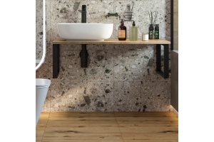 Столешница с раковиной DIWO Элиста 100 светлое дерево, с раковиной Moduo 50 Square