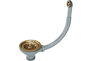 Слив-перелив для кухонной мойки Paulmark брашированное золото