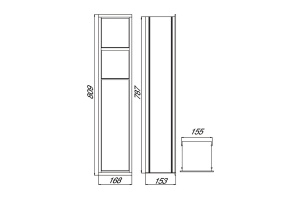 Emco Asis module 2.0 Встр.модуль для туалета 168xh809мм, 2 ящика для т/бумаги, ёршик, 1 дверь петли L/R, без 9750 000 51, цвет хром/optiwhite - 2
