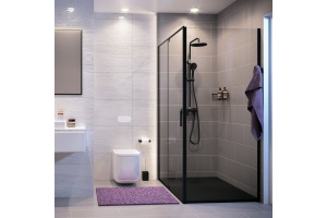 Душевой уголок Wasserkraft Elbe 100x80 профиль черный стекло прозрачное - 2