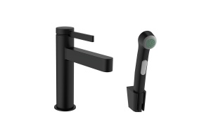 Смеситель для раковины с гигиеническим душем Hansgrohe Finoris черный матовый