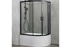 Душевой уголок Royal Bath ВК 120х80 L с поддоном профиль черный стекло прозрачное - 2
