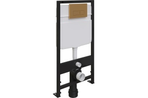 Комплект Унитаз подвесной STWORKI Дублин SETK3504-0605 с микролифтом + Система инсталляции для унитазов EWRIKA ProLT 0026-2020 с кнопкой смыва 0043 золото матовое - 2