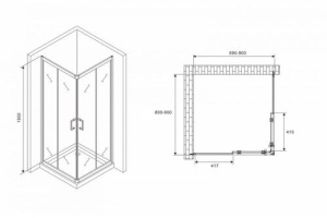 Душевой уголок Abber Schwarzer Diamant 90х90 черный, матовый (AG02090B5) - 3