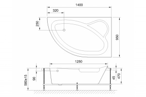 Ванна акриловая Royal Bath Alpine Standart 140x95 R с гидромассажем белый - 2