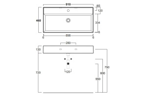 SIMAS AGILE Раковина подвесная 91х46 см, с переливом, с 1 отв под смеситель,цвет белый - 2