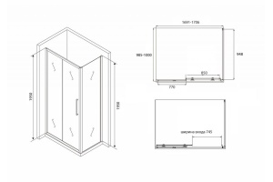 Душевой уголок Abber Schwarzer Diamant 170х100 черный (AG30170BH-S100B) - 3