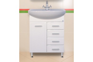 Тумба с раковиной Misty Стелла 65 белая глянцевая