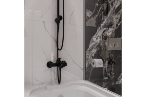 Смеситель для ванны с душем DIWO Смоленск SM-03b черный, однорычажный, настенный, российский - 2