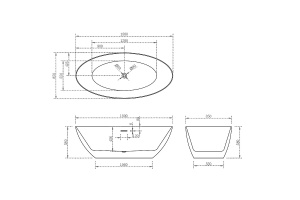 Акриловая ванна Abber 180х85 белая без гидромассажа - 3