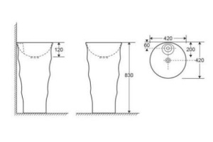 Раковина напольная CeramaLux N 42 см черный/белый (308B) - 2