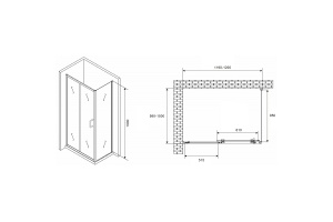 Душевой уголок Abber Schwarzer Diamant 120х100 хром стекло прозрачное - 2