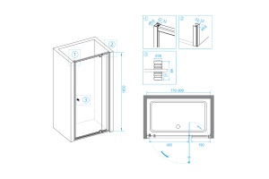 Душевая дверь RGW Passage PA-02B 80х185 профиль черный стекло прозрачное - 3