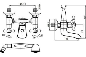Смеситель Cezares Retro C VD2 01 для ванны с душем - 2