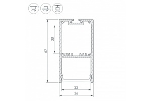 Профиль с рассеивателем Arlight SL-Line-3667-2500 Anod+Opal 036303 - 2