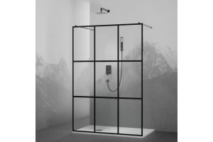 Душевая перегородка RGW Walk In 130х200 черная стекло прозрачное