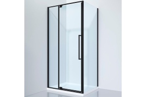 Душевой уголок Black&White Stellar Wind 100х80 черный стекло прозрачное
