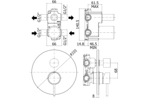 Смеситель Paffoni Light LIG018HGSP с ВНУТРЕННЕЙ ЧАСТЬЮ, для ванны с душем, золото медовое брашированное - 3