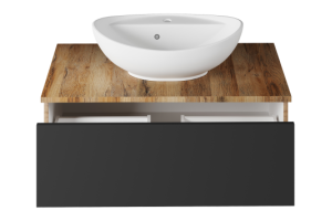 Тумба под раковину Misty Ива 90 темное дерево - черный - 2