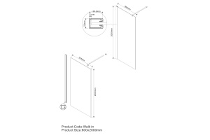 Душевая перегородка Vincea Walk-In 70х200 вороненая сталь стекло прозрачное - 2