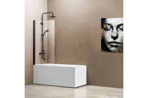 Шторка на ванну Vincea VSB-11800CLB 80 см, профиль чёрный, стекло прозрачное