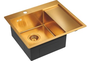 Мойка кухонная Paulmark Flank L 59 брашированное золото - 2