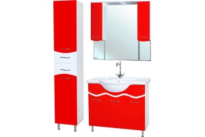 Тумба с раковиной Bellezza Мари 105 белая/красная - 3
