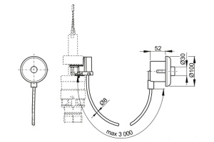 Кнопка пневматического смыва MP011, на расстоянии, - 3