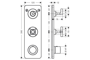 AX Citterio E Встраиваемый термостат для душа, 2 потреб, (внешняя часть), цвет: хром - 2