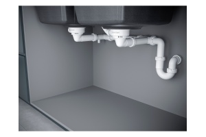 Сифон телескопический двойной с круглым переливом Paulmark Trust хром