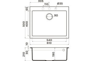 Мойка кухонная Omoikiri Bosen 61 платина - 2