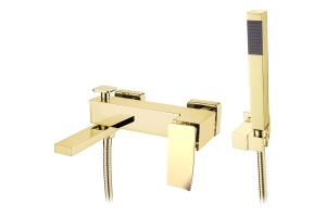 Смеситель для ванны с лейкой и шлангом Boheme Q золото