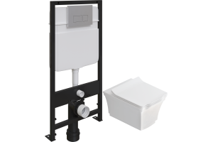 Комплект Унитаз подвесной STWORKI Хадстен SETK3304-0616-001-1-6000 с микролифтом + Система инсталляции для унитазов EWRIKA ProLT 0026-2020 с кнопкой смыва 0040 хром матовый