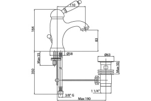 Смеситель для раковины Cezares Elite бронза (ELITE-LSM1-02-Nc) - 2