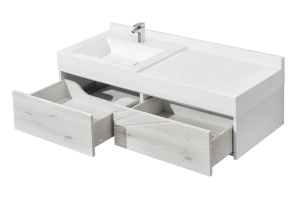 Тумба с раковиной Aquaton Сакура 100 белый-светлое дерево - 2