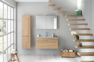 EB1836LRU-P6 пенал подвесной SHERWOOD шарниры слева, без подсветки /40x34x147/(натуральный дуб) - 3