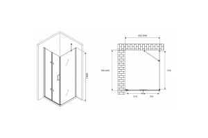 Душевой уголок Abber Zart 70x80 профиль хром стекло прозрачное - 3