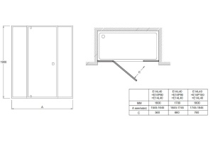 Дополнительная секция для душ. ограждения Jacob Delafon Serenity 40х190 см, прозрачное стекло E14L40-GA - 3