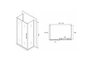 Душевой уголок Abber Schwarzer Diamant 170х75 хром стекло матовое - 2