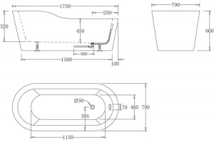 Акриловая ванна BelBagno BB65-1750 - 3