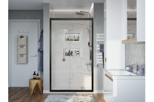 Душевая дверь в нишу STWORKI Стокгольм DE019D2100200BLK 100 см профиль черный матовый, раздвижная, прозрачное стекло - 2