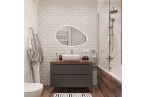 Зеркало STWORKI Скаген 92 с подсветкой, белое, инфракрасное управление, овальное - 3