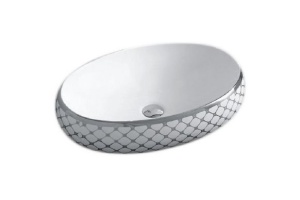 Раковина накладная CeramaLux NC 60 см белый/серебро (262)