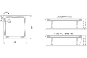 Квадратный душевой поддон Ravak Perseus Pro 90x90 см (XA037711010) - 3
