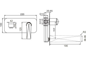 Смеситель Boheme Venturo 375-SGM С ВНУТРЕННЕЙ ЧАСТЬЮ, для раковины, shine gun metall - 2