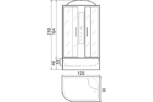 Душевая кабина с поддоном River Dunay 120/90/44 MT R (10000003133) - 3