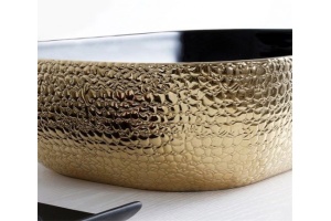 Раковина накладная CeramaLux NC 50 см черный/золото (D1302H022) - 3